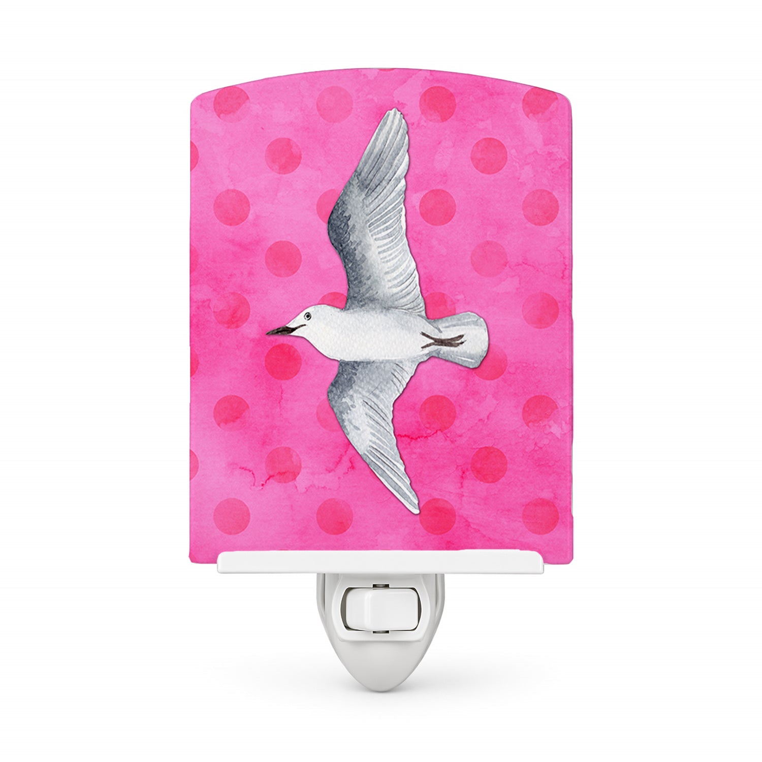 Sea Gull Pink Polkadot Ceramic Night Light Compact, UL-Certified, Ideal for Bedroom, Bathroom, Nursery, Hallway, Kitchen, 6x4x3, Multicolor