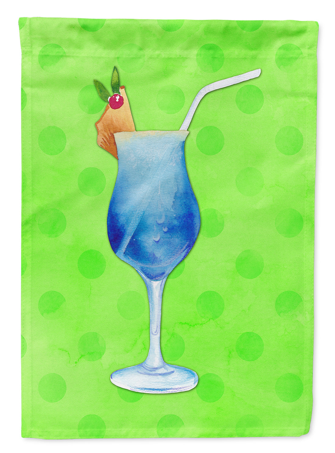 Summer Cocktail Green Polkadot House Flag 28x40 Porch Sleeve Pole Decorative Outside Yard Banner Artwork Wall Hanging, Polyester