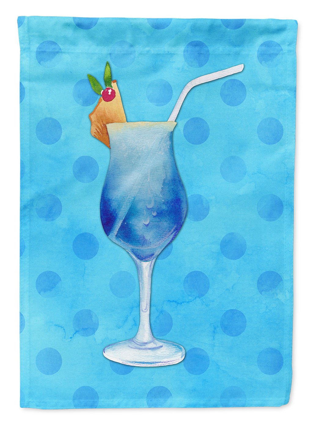 Summer Cocktail Blue Polkadot House Flag 28x40 Porch Sleeve Pole Decorative Outside Yard Banner Artwork Wall Hanging, Polyester