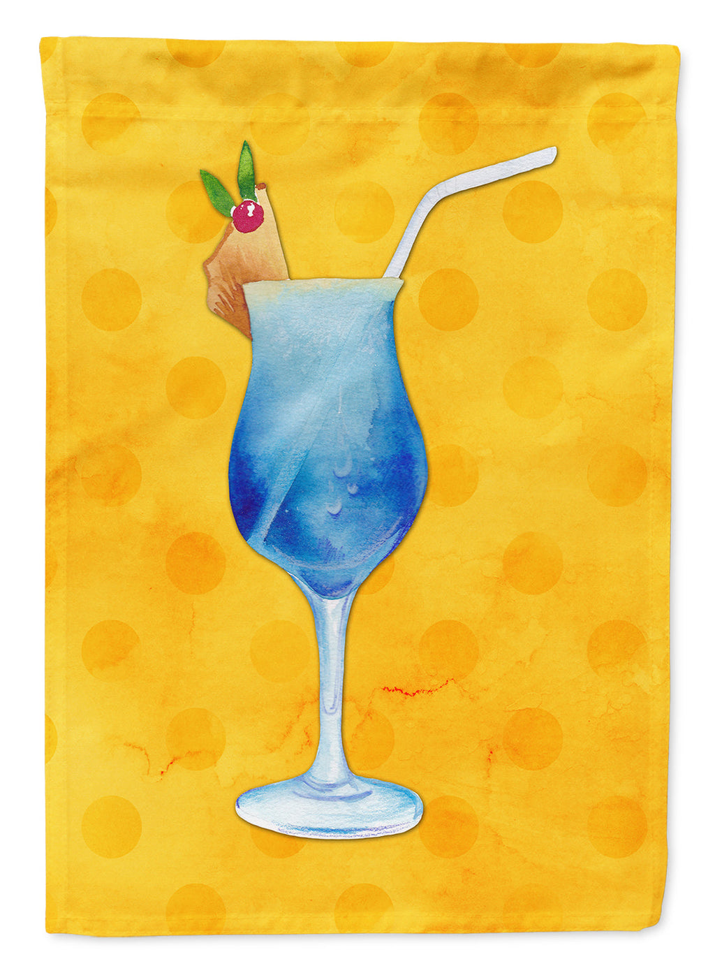 Summer Cocktail Yellow Polkadot House Flag 28x40 Porch Sleeve Pole Decorative Outside Yard Banner Artwork Wall Hanging, Polyester