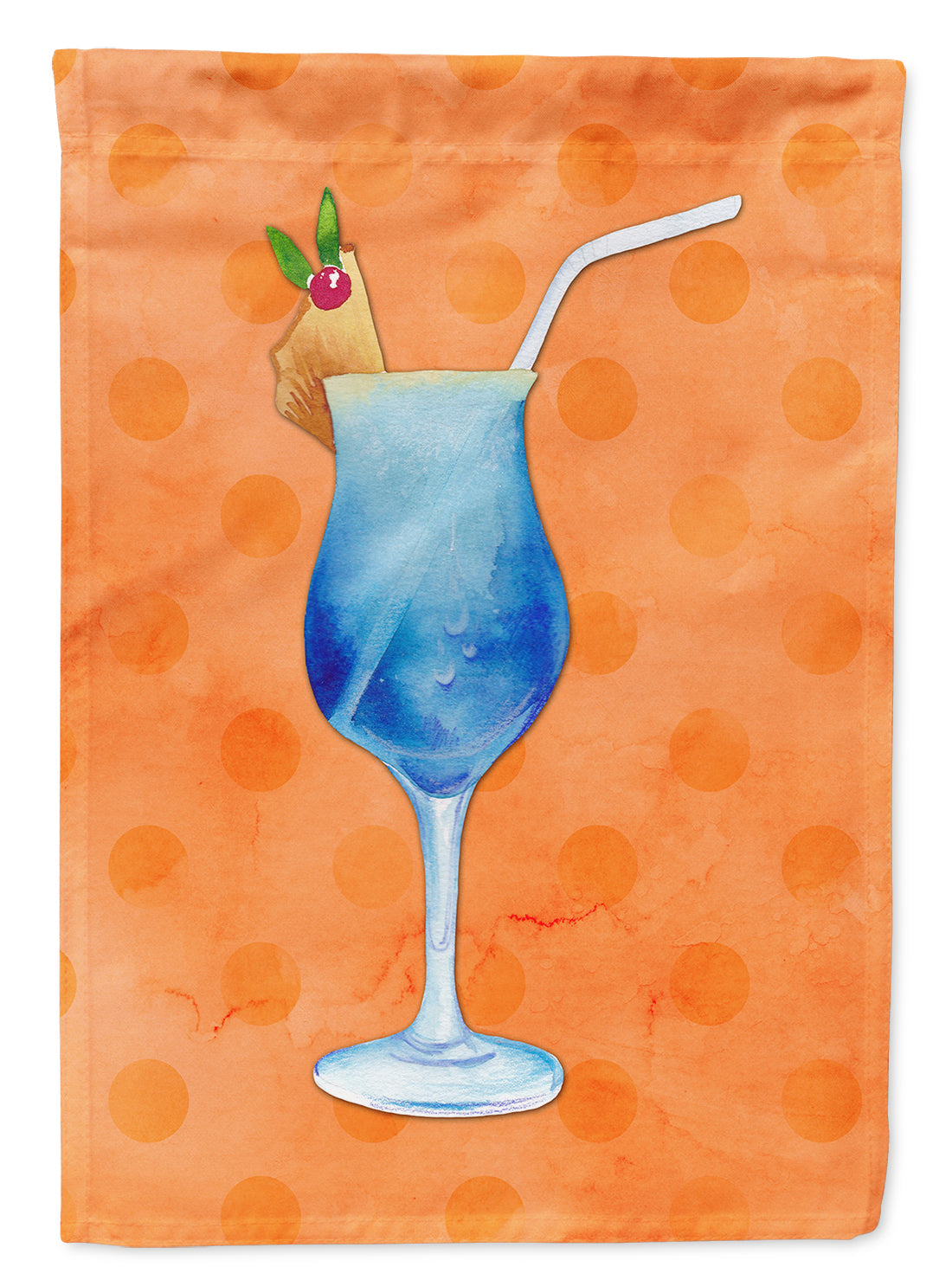 Summer Cocktail Orange Polkadot House Flag 28x40 Porch Sleeve Pole Decorative Outside Yard Banner Artwork Wall Hanging, Polyester