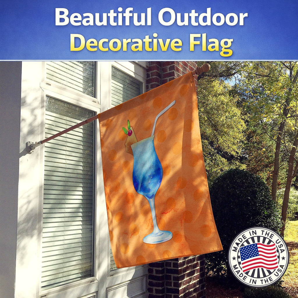 Summer Cocktail Orange Polkadot House Flag 28x40 Porch Sleeve Pole Decorative Outside Yard Banner Artwork Wall Hanging, Polyester