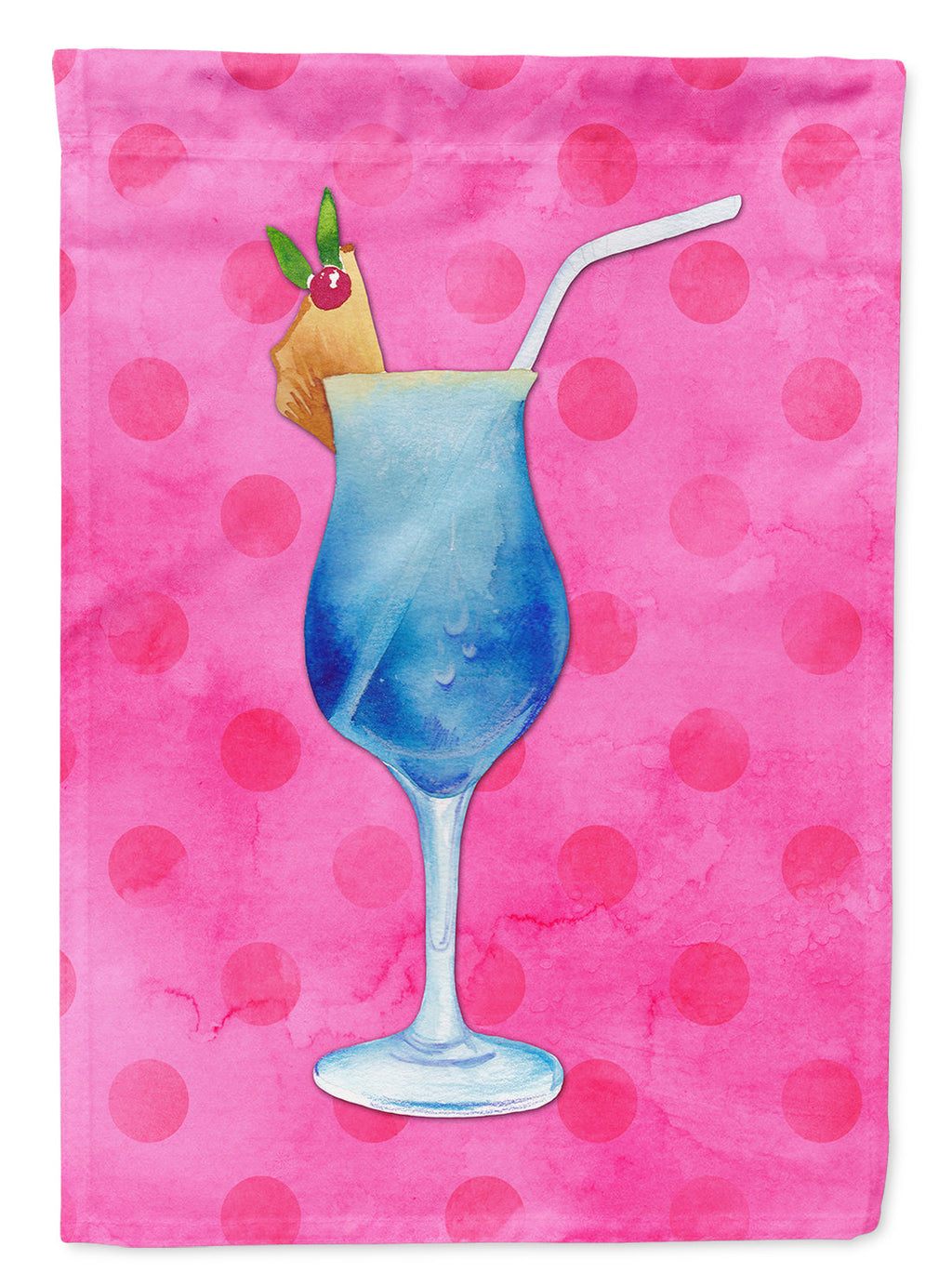 Summer Cocktail Pink Polkadot House Flag 28x40 Porch Sleeve Pole Decorative Outside Yard Banner Artwork Wall Hanging, Polyester