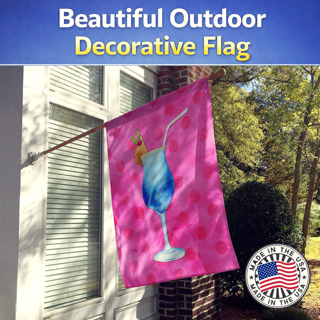 Summer Cocktail Pink Polkadot House Flag 28x40 Porch Sleeve Pole Decorative Outside Yard Banner Artwork Wall Hanging, Polyester