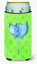 Sting Ray Green Polkadot Tall Boy Hugger Can Cooler Sleeve Machine Washable Drink Collapsible Insulator Beverage Insulated Holder