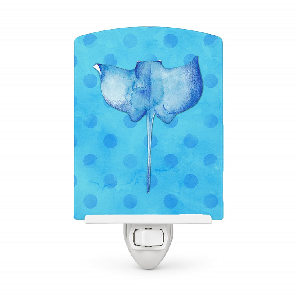 Sting Ray Blue Polkadot Ceramic Night Light Compact, UL-Certified, Ideal for Bedroom, Bathroom, Nursery, Hallway, Kitchen, 6x4x3, Multicolor