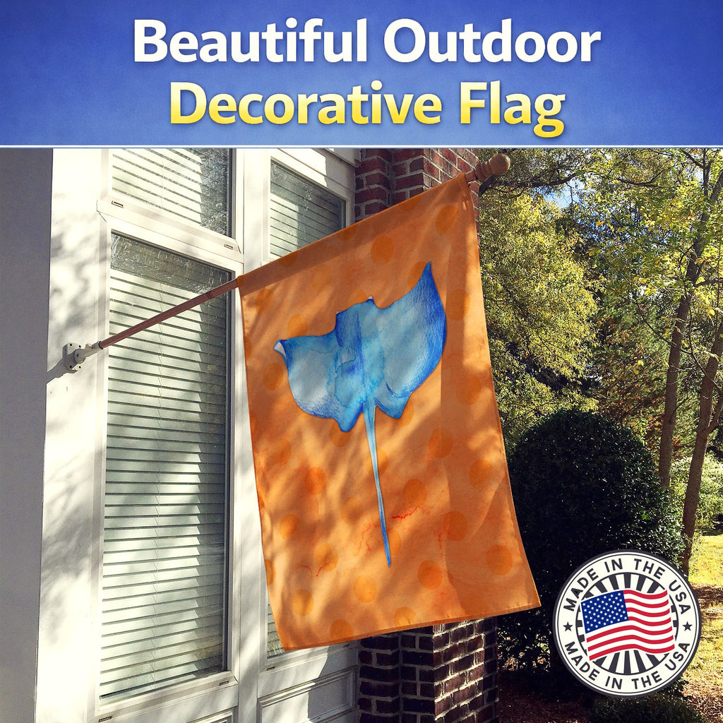 Sting Ray Orange Polkadot House Flag 28x40 Porch Sleeve Pole Decorative Outside Yard Banner Artwork Wall Hanging, Polyester