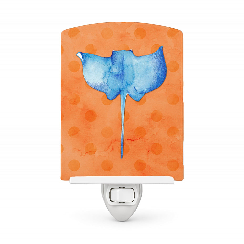 Sting Ray Orange Polkadot Ceramic Night Light Compact, UL-Certified, Ideal for Bedroom, Bathroom, Nursery, Hallway, Kitchen, 6x4x3, Multicolor