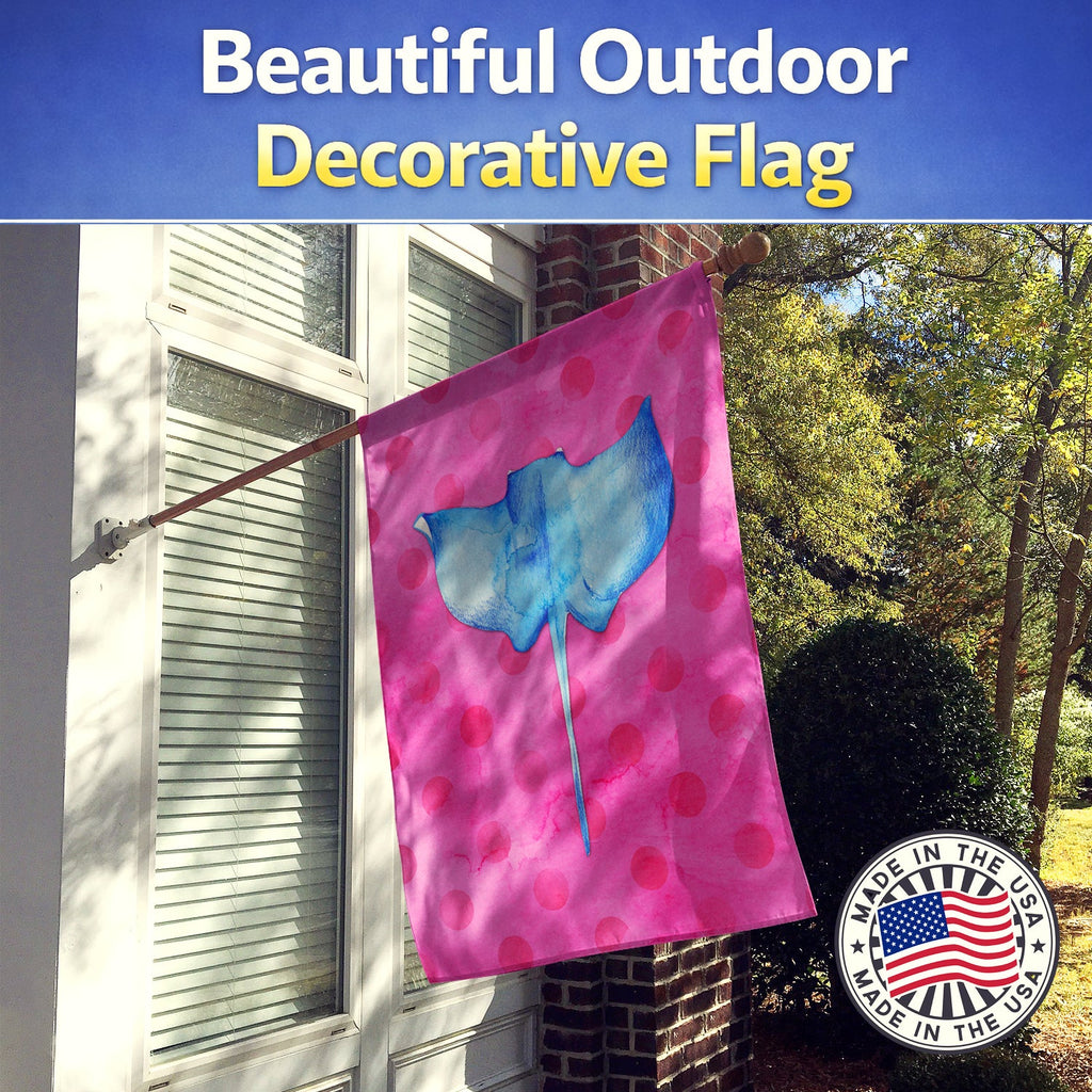 Sting Ray Pink Polkadot House Flag 28x40 Porch Sleeve Pole Decorative Outside Yard Banner Artwork Wall Hanging, Polyester