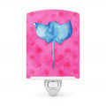 Sting Ray Pink Polkadot Ceramic Night Light Compact, UL-Certified, Ideal for Bedroom, Bathroom, Nursery, Hallway, Kitchen, 6x4x3, Multicolor
