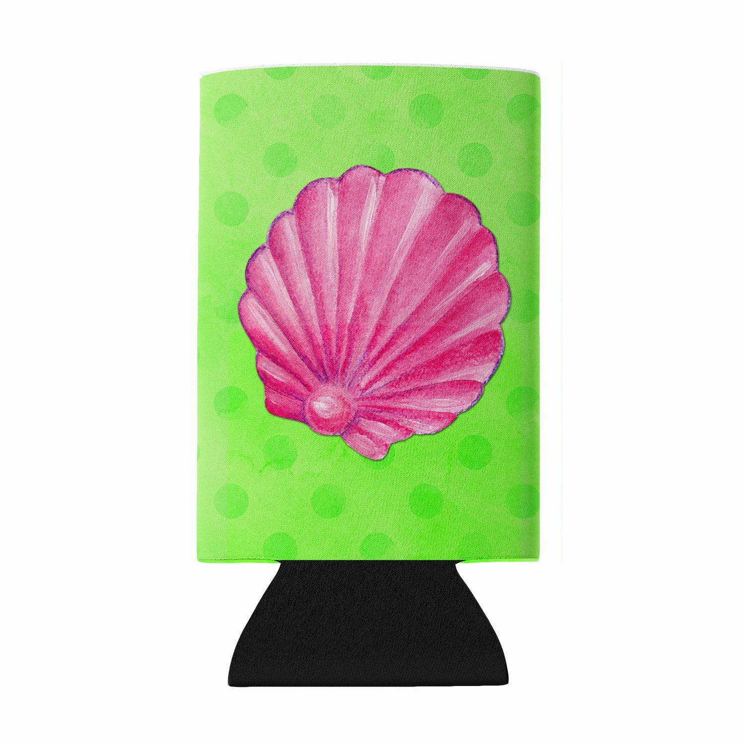 Pink Sea Shell Green Polkadot Wine Bottle Hugger Gift Sleeve for Standard 750 ml Bottles, Insulated Reusable Fits Mini Shot & Pint Bottles