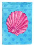 Pink Sea Shell Blue Polkadot House Flag 28x40 Porch Sleeve Pole Decorative Outside Yard Banner Artwork Wall Hanging, Polyester