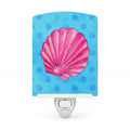 Pink Sea Shell Blue Polkadot Ceramic Night Light Compact, UL-Certified, Ideal for Bedroom, Bathroom, Nursery, Hallway, Kitchen, 6x4x3, Multicolor