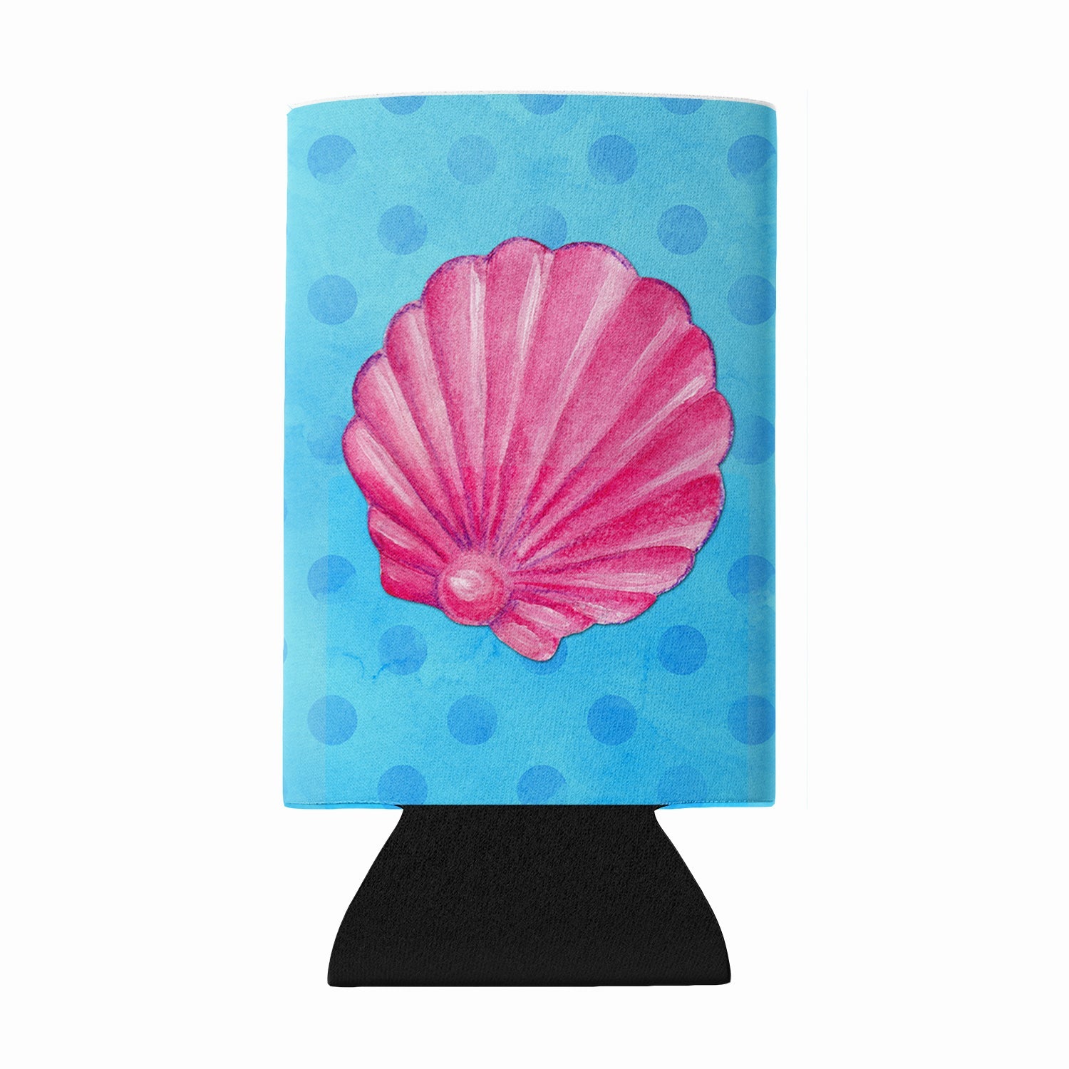 Pink Sea Shell Blue Polkadot Wine Bottle Hugger Gift Sleeve for Standard 750 ml Bottles, Insulated Reusable Fits Mini Shot & Pint Bottles