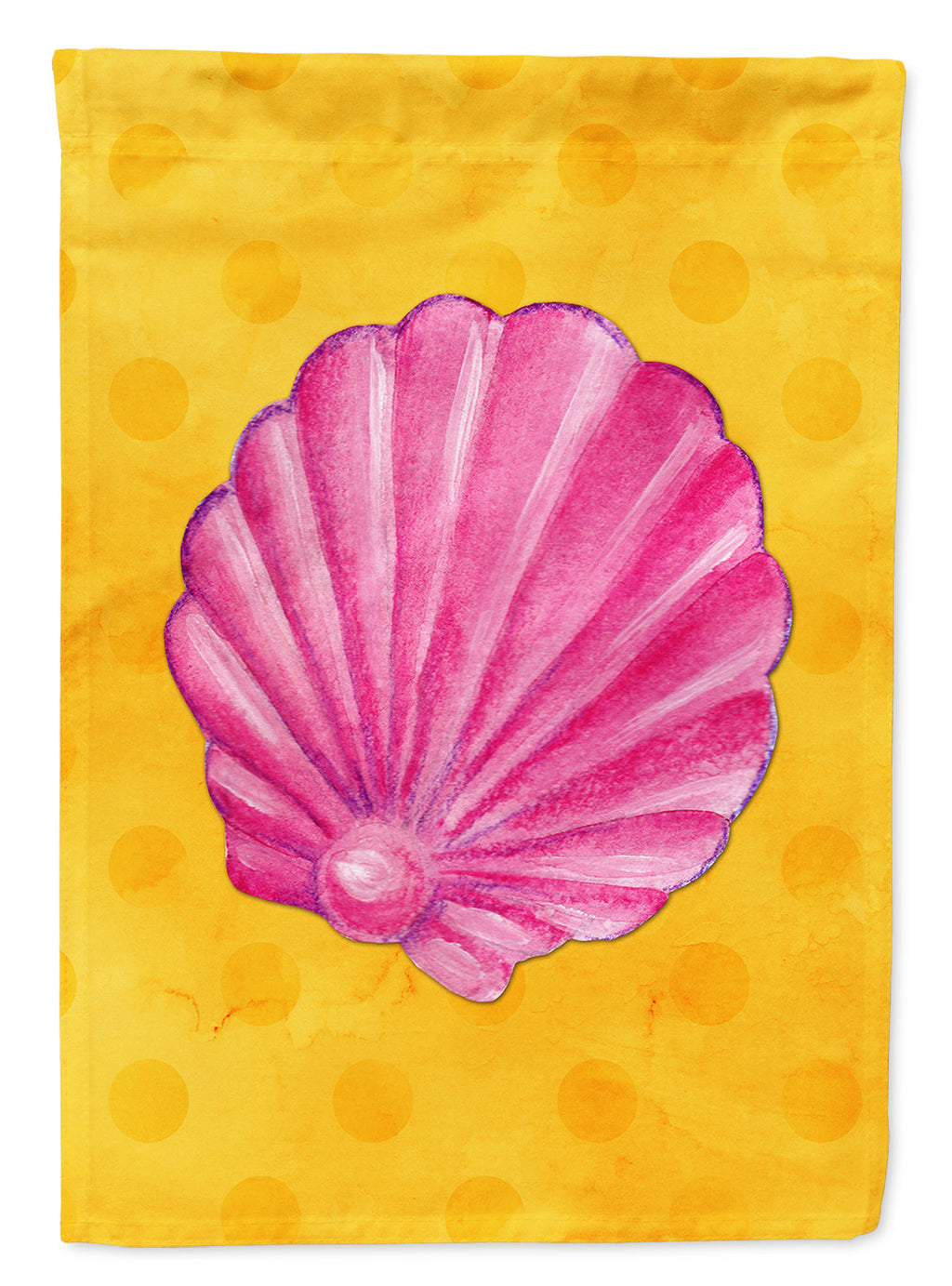 Pink Sea Shell Yellow Polkadot House Flag 28x40 Porch Sleeve Pole Decorative Outside Yard Banner Artwork Wall Hanging, Polyester