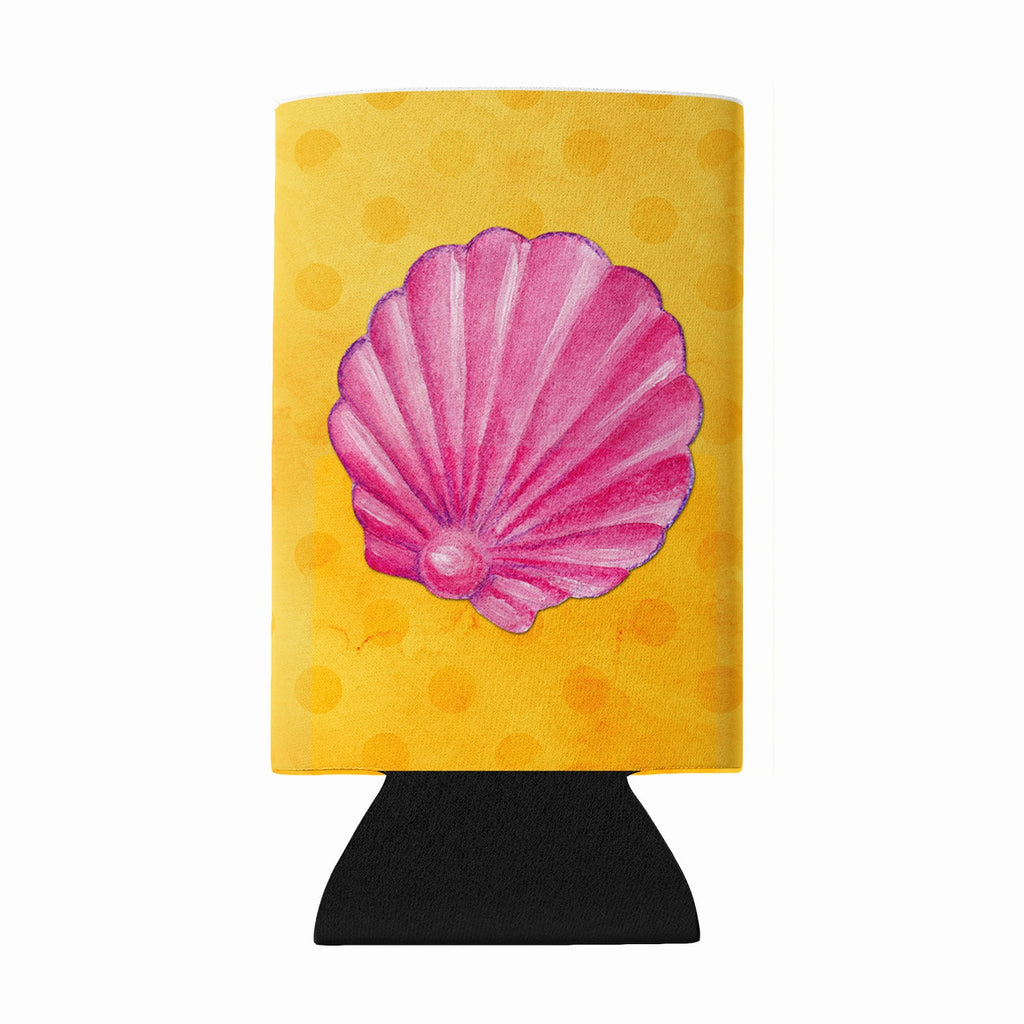 Pink Sea Shell Yellow Polkadot Wine Bottle Hugger Gift Sleeve for Standard 750 ml Bottles, Insulated Reusable Fits Mini Shot & Pint Bottles
