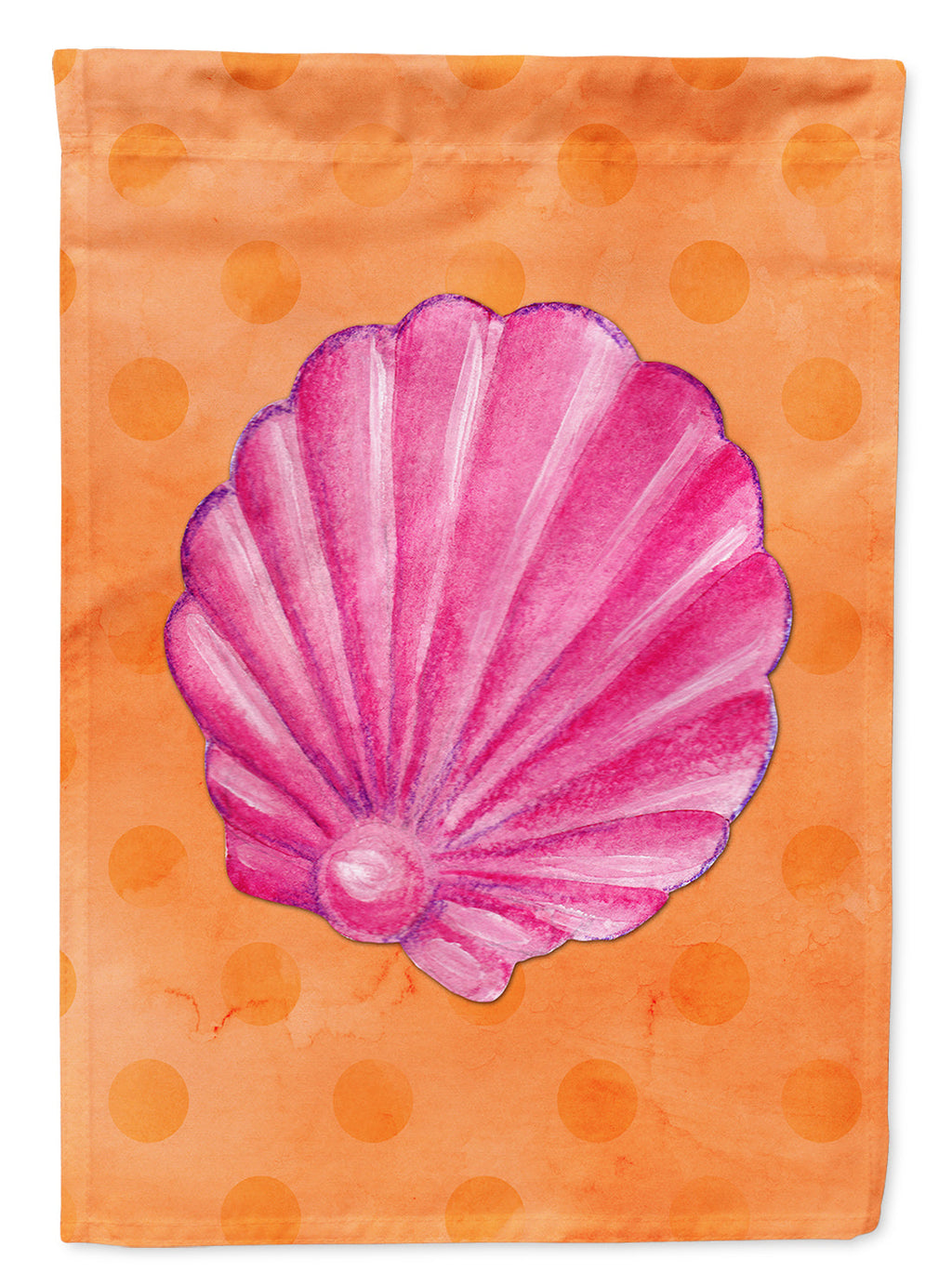 Pink Sea Shell Orange Polkadot House Flag 28x40 Porch Sleeve Pole Decorative Outside Yard Banner Artwork Wall Hanging, Polyester