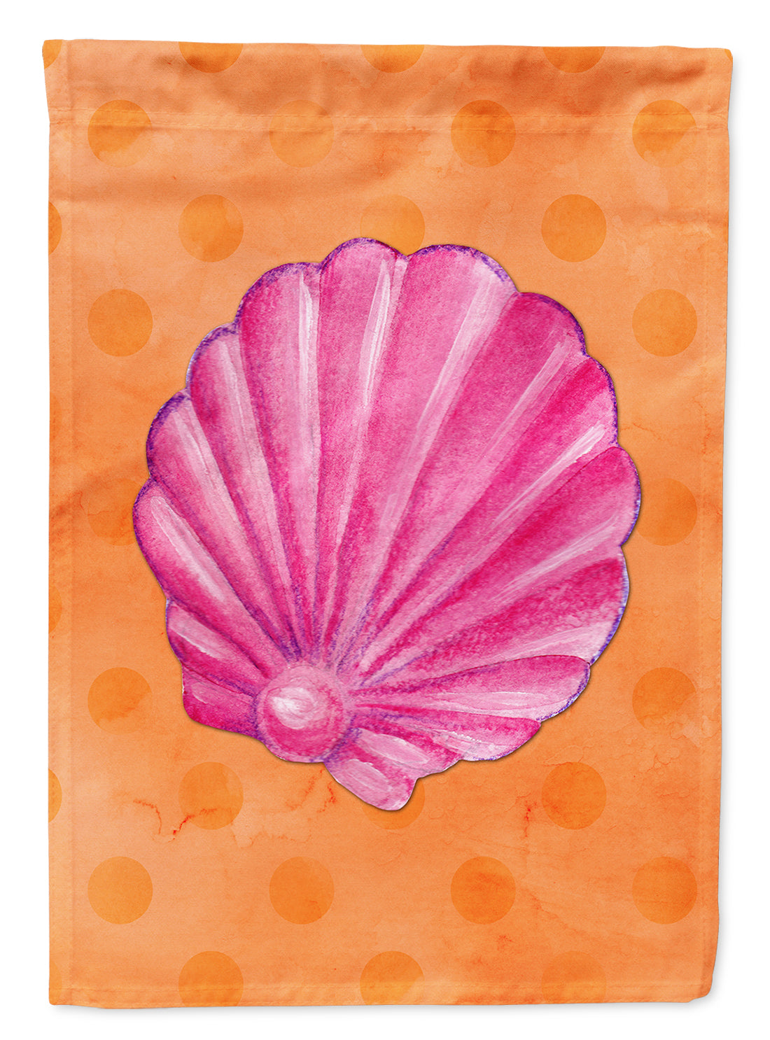 Pink Sea Shell Orange Polkadot House Flag 28x40 Porch Sleeve Pole Decorative Outside Yard Banner Artwork Wall Hanging, Polyester