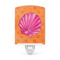 Pink Sea Shell Orange Polkadot Ceramic Night Light Compact, UL-Certified, Ideal for Bedroom, Bathroom, Nursery, Hallway, Kitchen, 6x4x3, Multicolor