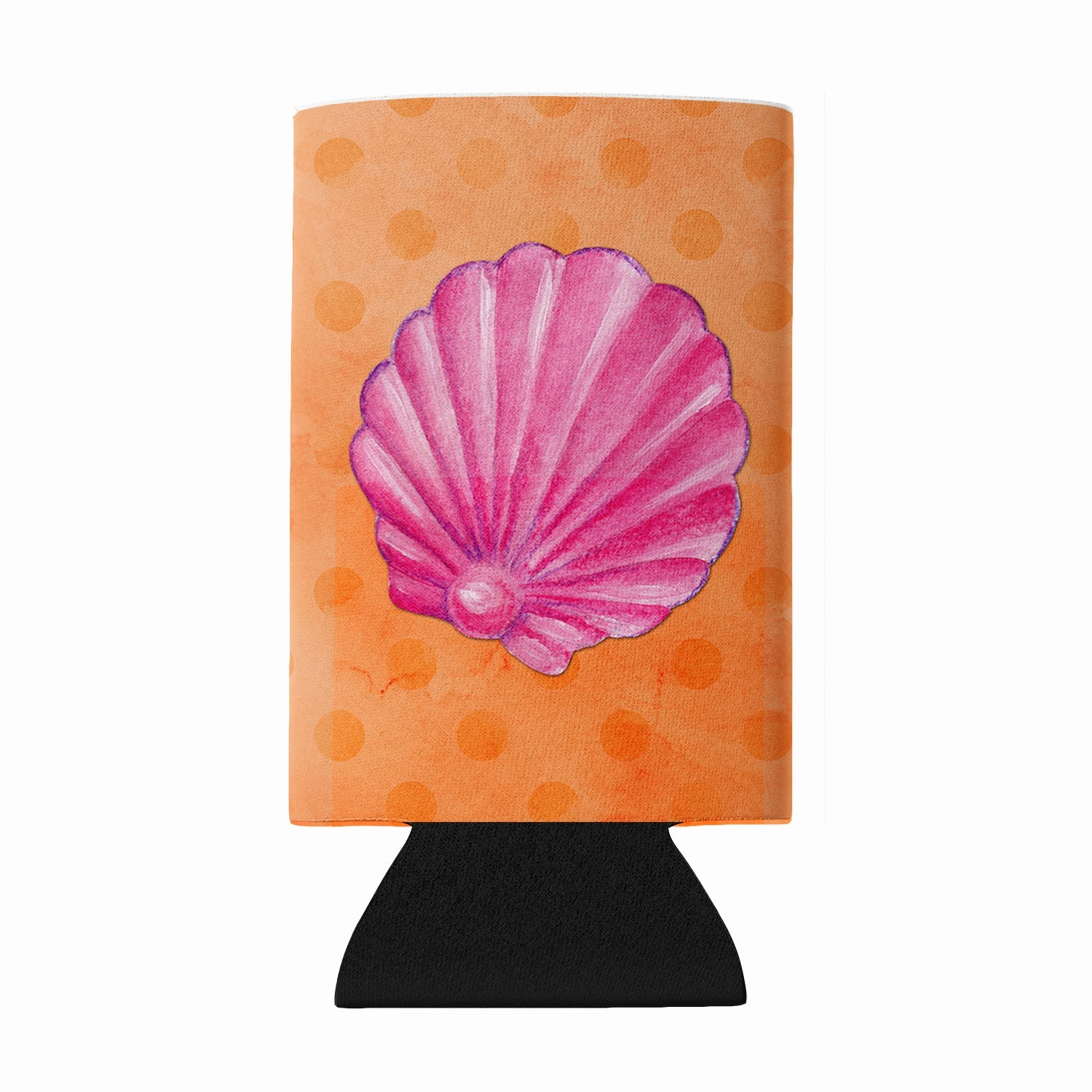 Pink Sea Shell Orange Polkadot Wine Bottle Hugger Gift Sleeve for Standard 750 ml Bottles, Insulated Reusable Fits Mini Shot & Pint Bottles