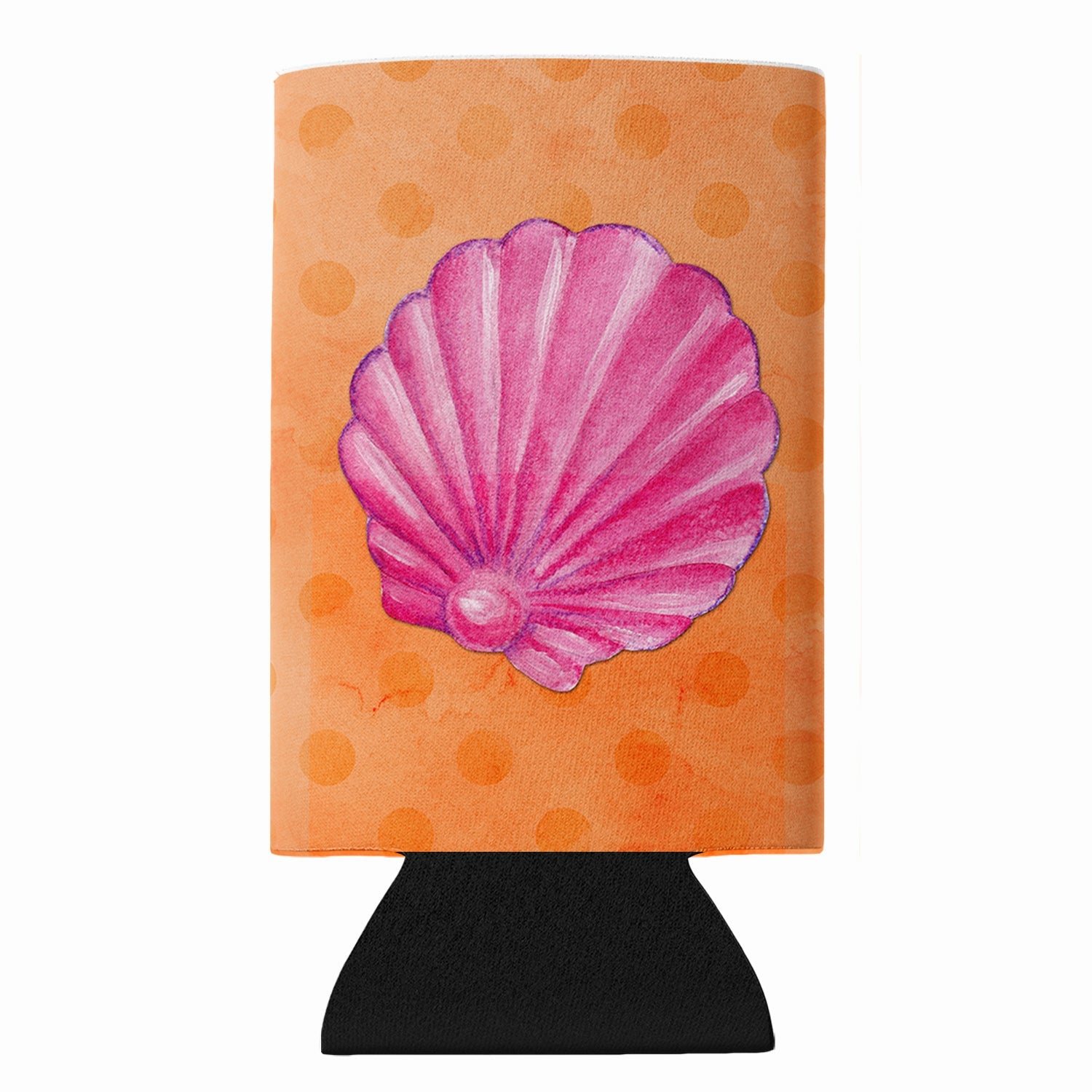 Pink Sea Shell Orange Polkadot Slim Can Hugger  Insulated Foam Sleeve for 12 oz Slim Cans, Beer Bottles & Water Bottles, Made in USA