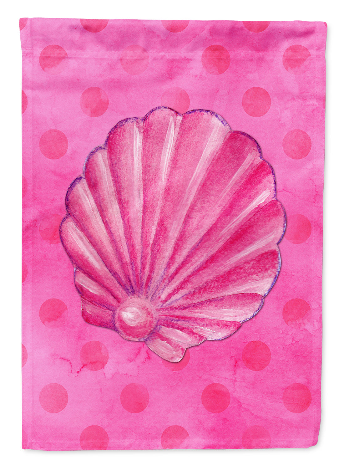 Pink Sea Shell Pink Polkadot House Flag 28x40 Porch Sleeve Pole Decorative Outside Yard Banner Artwork Wall Hanging, Polyester