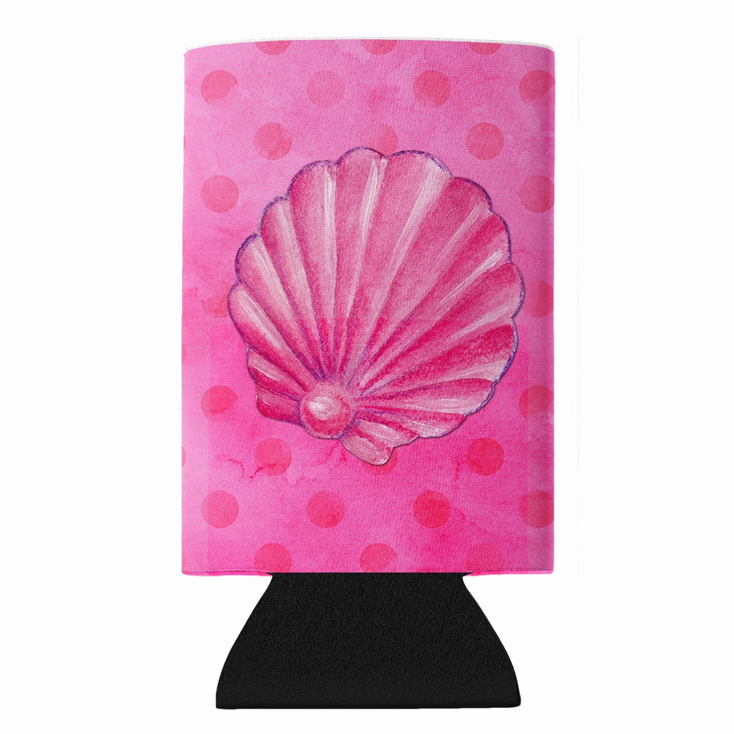 Pink Sea Shell Pink Polkadot Slim Can Hugger  Insulated Foam Sleeve for 12 oz Slim Cans, Beer Bottles & Water Bottles, Made in USA
