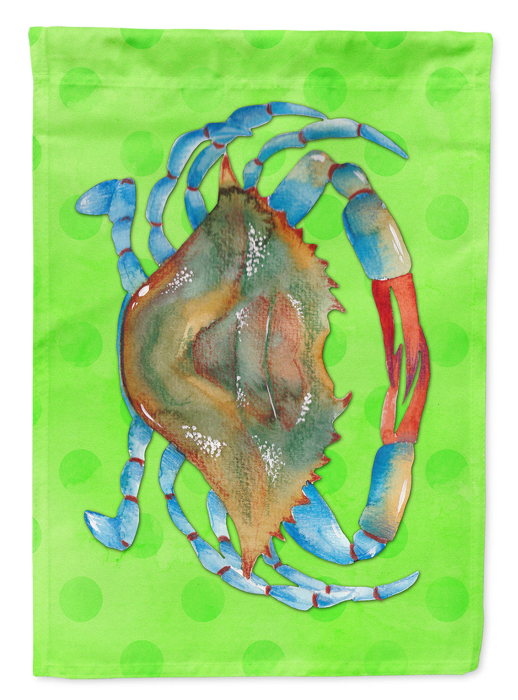Blue Crab Green Polkadot House Flag 28x40 Porch Sleeve Pole Decorative Outside Yard Banner Artwork Wall Hanging, Polyester