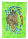 Blue Crab Green Polkadot House Flag 28x40 Porch Sleeve Pole Decorative Outside Yard Banner Artwork Wall Hanging, Polyester