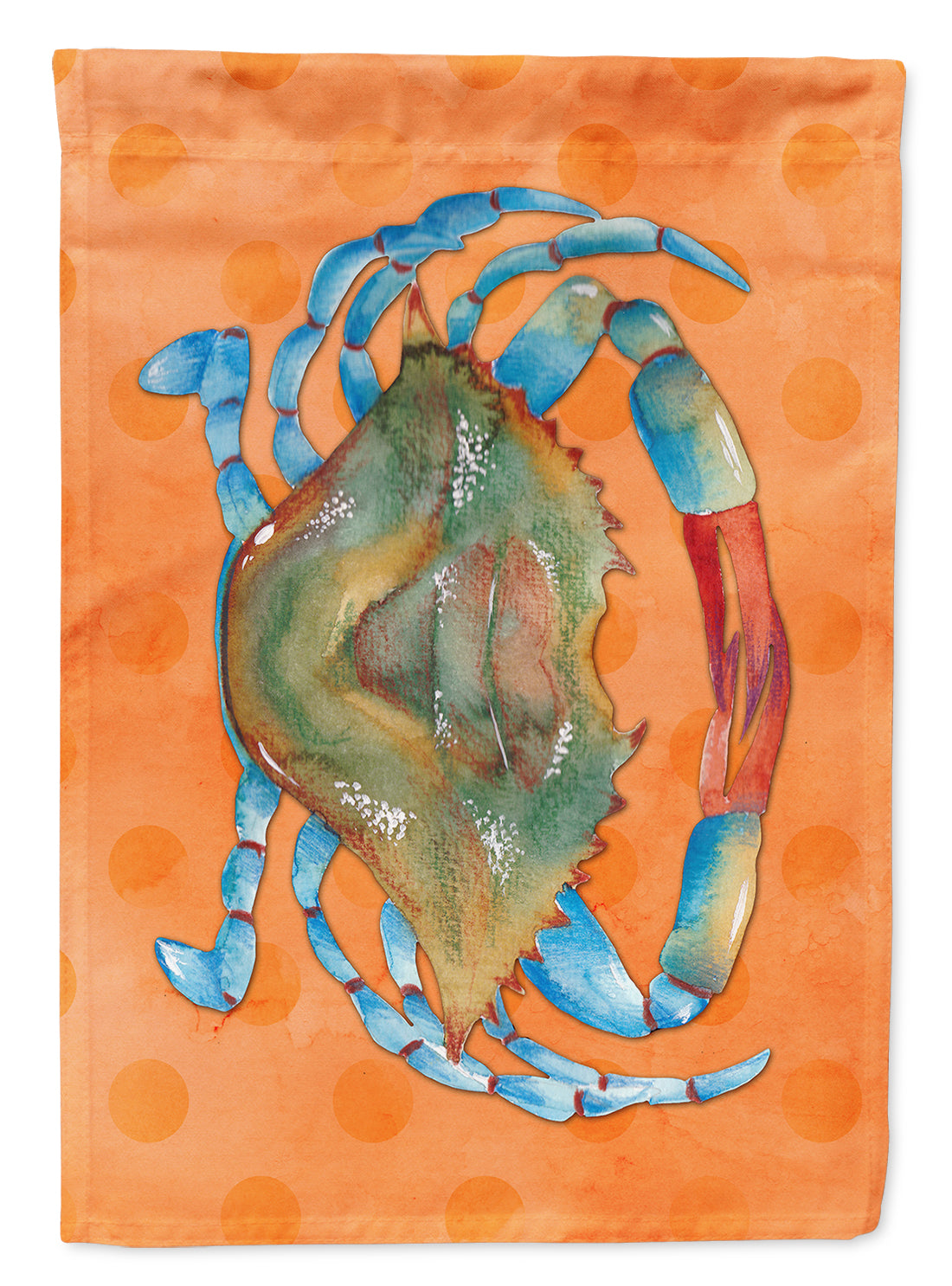 Blue Crab Orange Polkadot House Flag 28x40 Porch Sleeve Pole Decorative Outside Yard Banner Artwork Wall Hanging, Polyester
