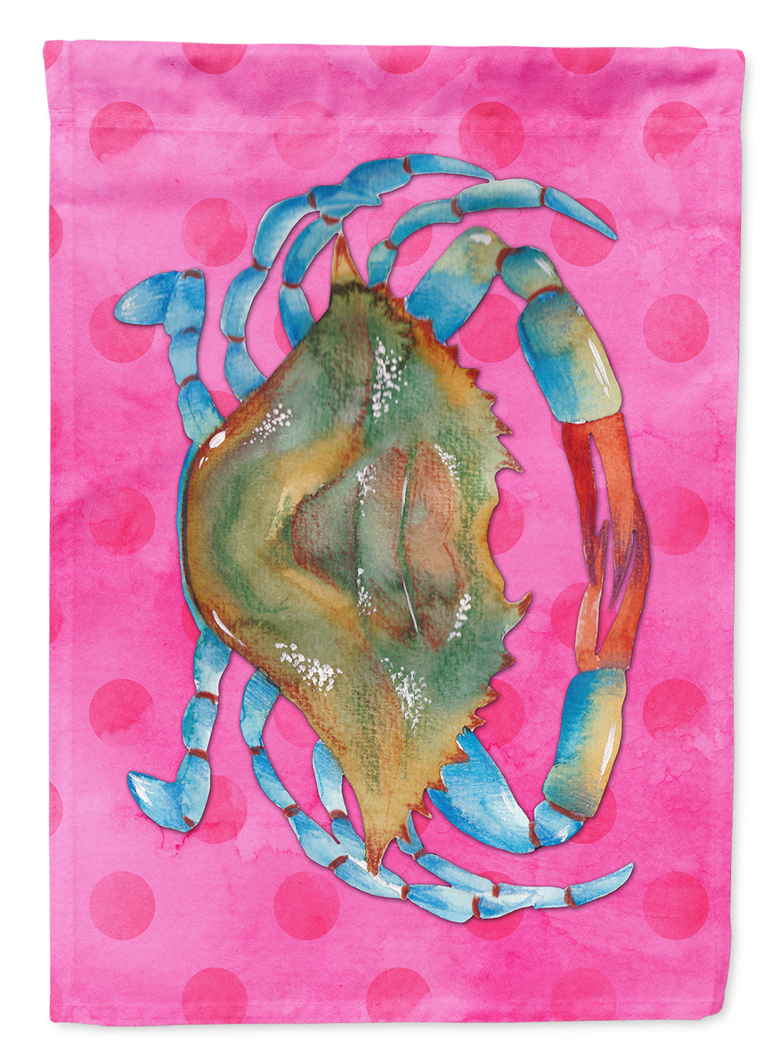 Blue Crab Pink Polkadot House Flag 28x40 Porch Sleeve Pole Decorative Outside Yard Banner Artwork Wall Hanging, Polyester