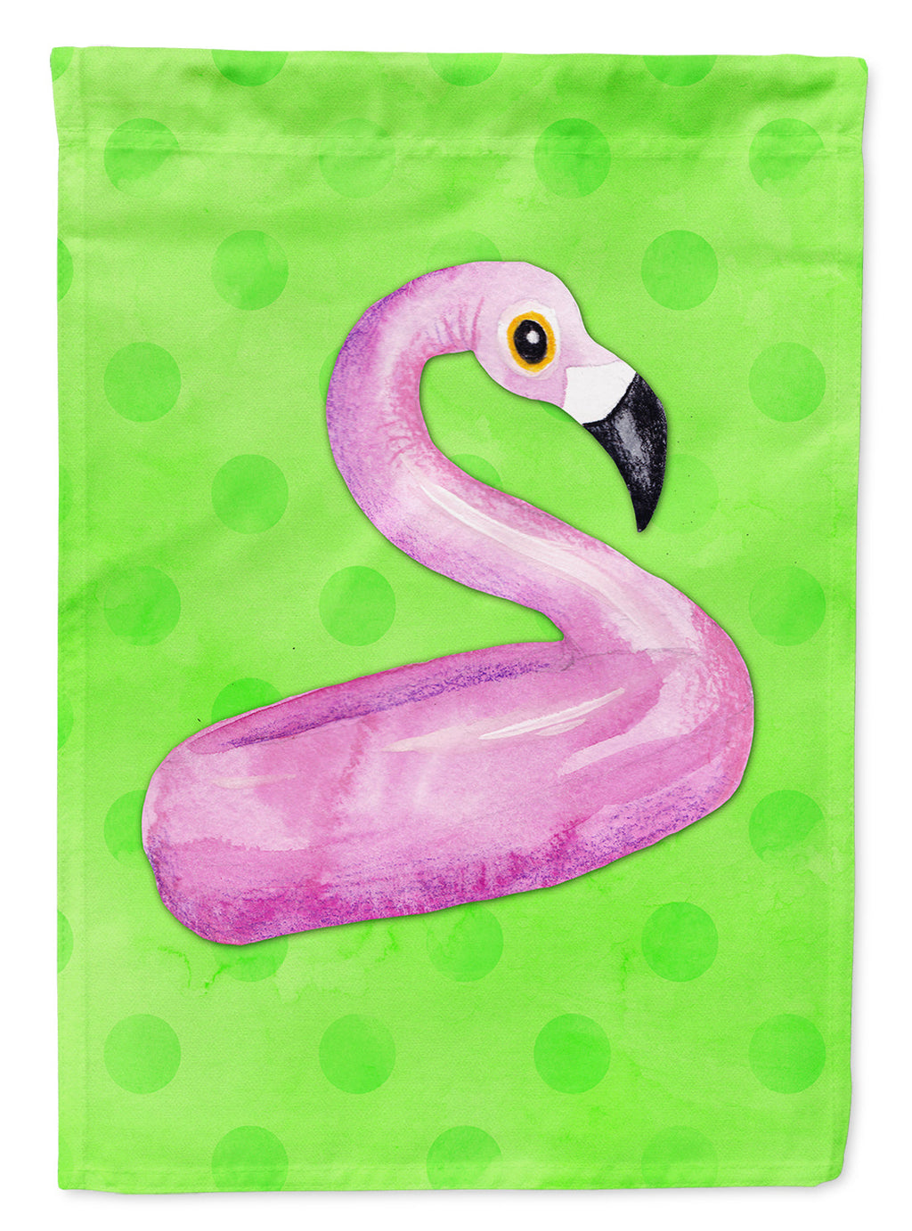 Flamingo Floaty Green Polkadot House Flag 28x40 Porch Sleeve Pole Decorative Outside Yard Banner Artwork Wall Hanging, Polyester