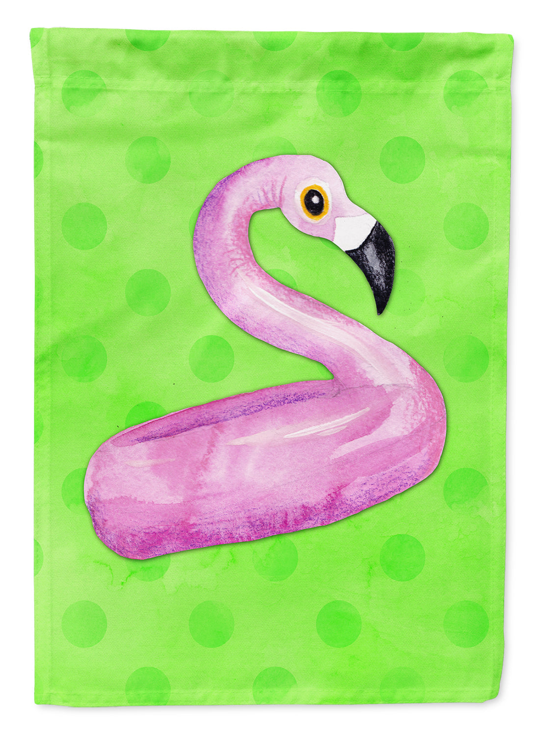 Flamingo Floaty Green Polkadot House Flag 28x40 Porch Sleeve Pole Decorative Outside Yard Banner Artwork Wall Hanging, Polyester