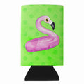 Flamingo Floaty Green Polkadot Slim Can Hugger  Insulated Foam Sleeve for 12 oz Slim Cans, Beer Bottles & Water Bottles, Made in USA