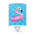 Flamingo Floaty Blue Polkadot Ceramic Night Light Compact, UL-Certified, Ideal for Bedroom, Bathroom, Nursery, Hallway, Kitchen, 6x4x3, Multicolor