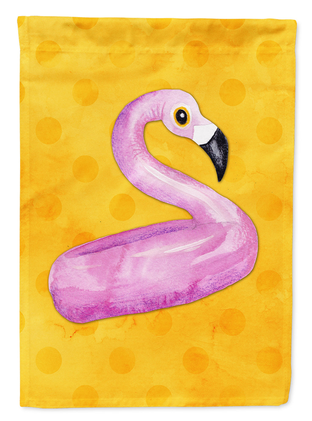 Flamingo Floaty Yellow Polkadot House Flag 28x40 Porch Sleeve Pole Decorative Outside Yard Banner Artwork Wall Hanging, Polyester
