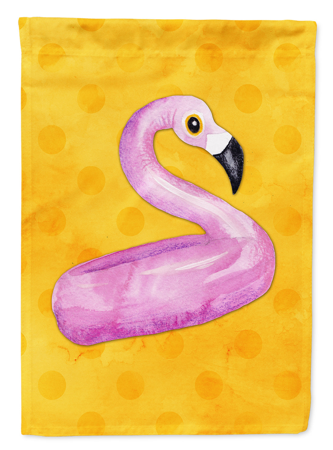 Flamingo Floaty Yellow Polkadot House Flag 28x40 Porch Sleeve Pole Decorative Outside Yard Banner Artwork Wall Hanging, Polyester