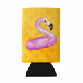 Flamingo Floaty Yellow Polkadot Wine Bottle Hugger Gift Sleeve for Standard 750 ml Bottles, Insulated Reusable Fits Mini Shot & Pint Bottles