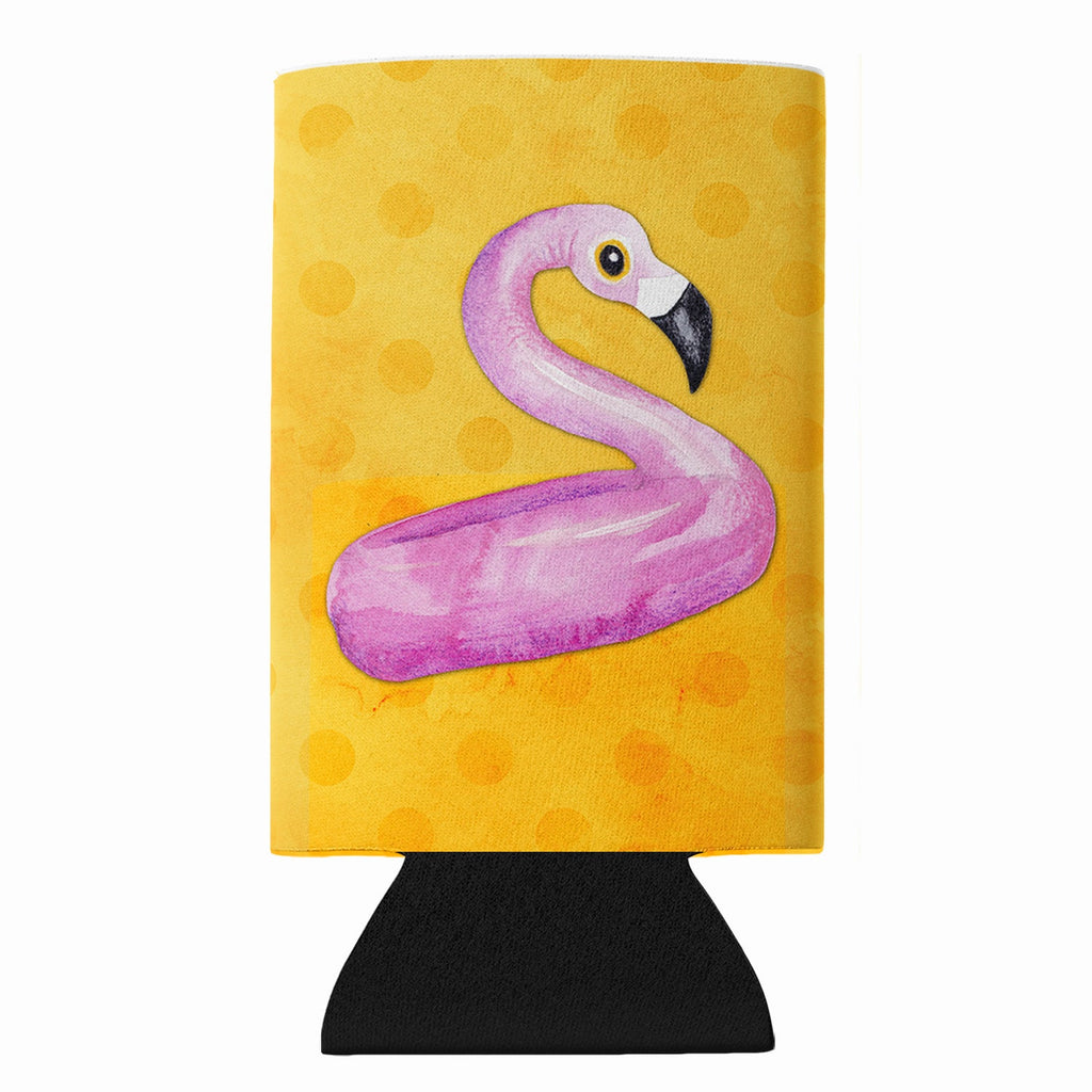 Flamingo Floaty Yellow Polkadot Slim Can Hugger  Insulated Foam Sleeve for 12 oz Slim Cans, Beer Bottles & Water Bottles, Made in USA