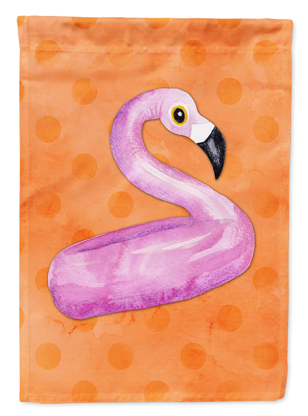 Flamingo Floaty Orange Polkadot House Flag 28x40 Porch Sleeve Pole Decorative Outside Yard Banner Artwork Wall Hanging, Polyester