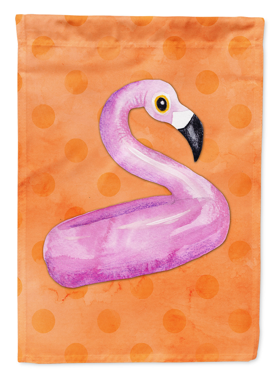 Flamingo Floaty Orange Polkadot House Flag 28x40 Porch Sleeve Pole Decorative Outside Yard Banner Artwork Wall Hanging, Polyester