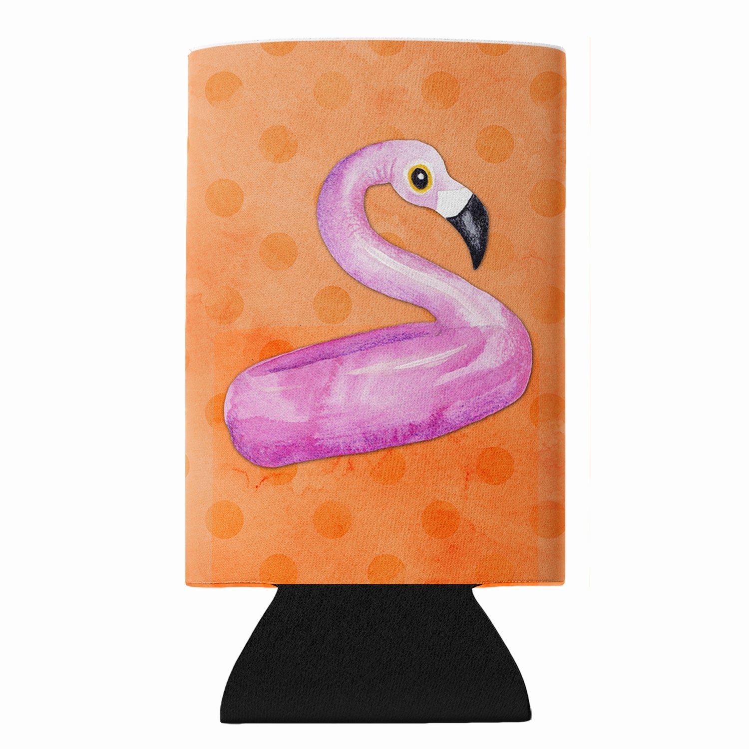 Flamingo Floaty Orange Polkadot Slim Can Hugger  Insulated Foam Sleeve for 12 oz Slim Cans, Beer Bottles & Water Bottles, Made in USA