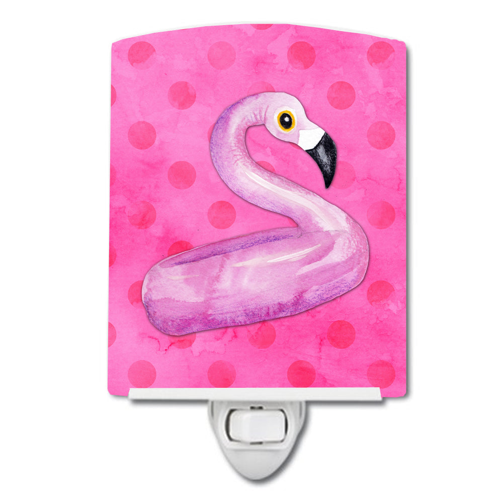 Flamingo Floaty Pink Polkadot Ceramic Night Light Compact, UL-Certified, Ideal for Bedroom, Bathroom, Nursery, Hallway, Kitchen, 6x4x3, Multicolor