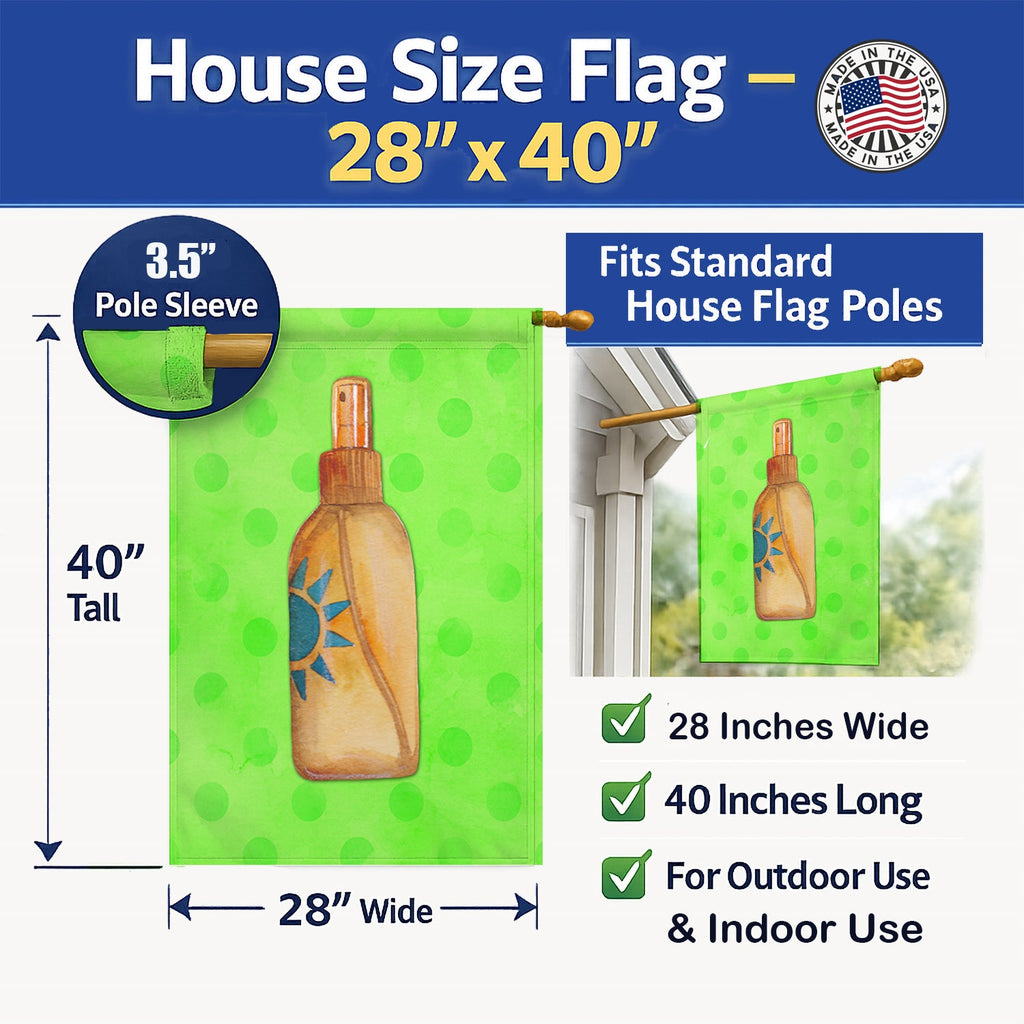 Message in a Bottle Green Polkadot House Flag 28x40 Porch Sleeve Pole Decorative Outside Yard Banner Artwork Wall Hanging, Polyester