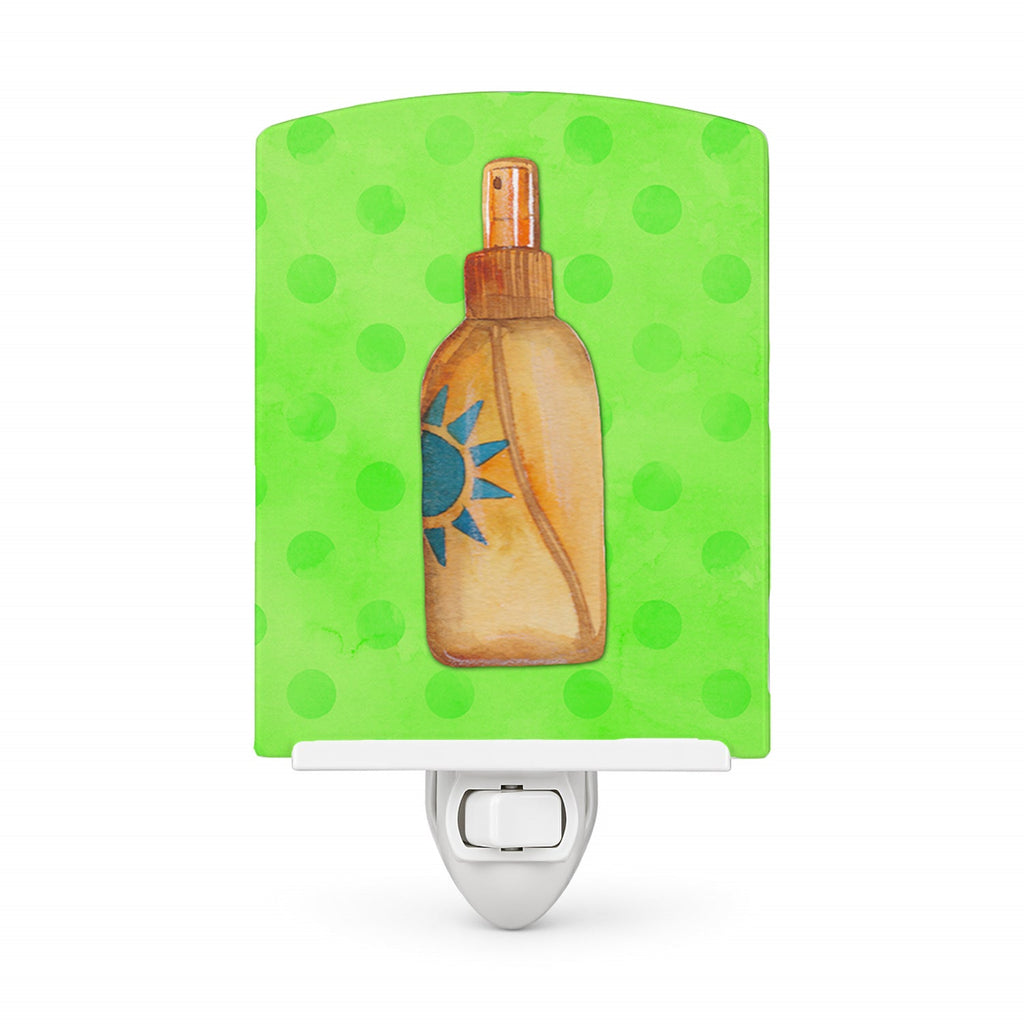 Message in a Bottle Green Polkadot Ceramic Night Light Compact, UL-Certified, Ideal for Bedroom, Bathroom, Nursery, Hallway, Kitchen, 6x4x3, Multicolor