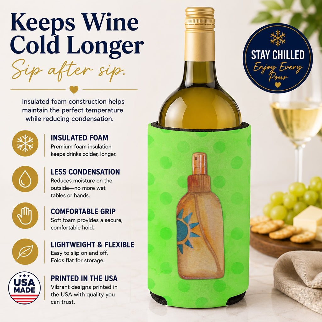 Message in a Bottle Green Polkadot Wine Bottle Hugger Gift Sleeve for Standard 750 ml Bottles, Insulated Reusable Fits Mini Shot & Pint Bottles