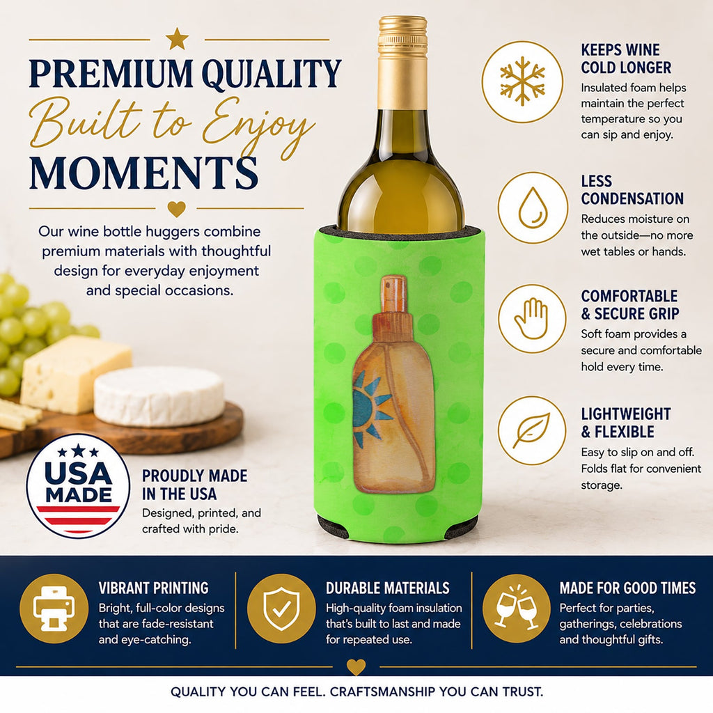 Message in a Bottle Green Polkadot Wine Bottle Hugger Gift Sleeve for Standard 750 ml Bottles, Insulated Reusable Fits Mini Shot & Pint Bottles