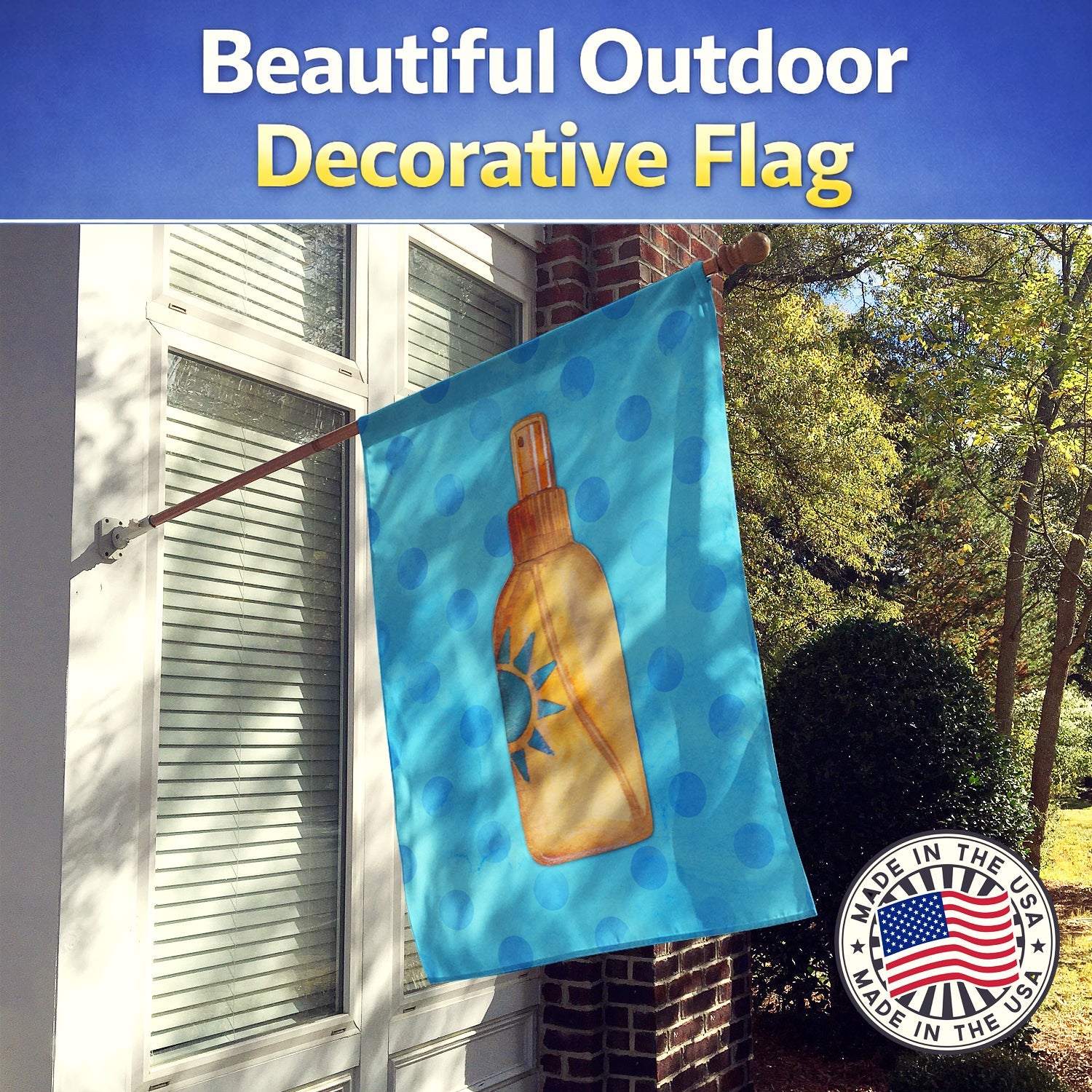 Message in a Bottle Blue Polkadot House Flag 28x40 Porch Sleeve Pole Decorative Outside Yard Banner Artwork Wall Hanging, Polyester
