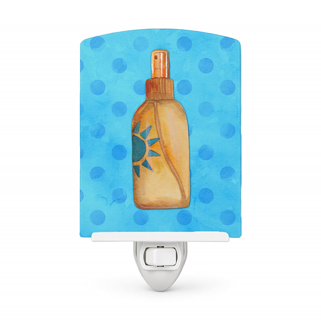Message in a Bottle Blue Polkadot Ceramic Night Light Compact, UL-Certified, Ideal for Bedroom, Bathroom, Nursery, Hallway, Kitchen, 6x4x3, Multicolor