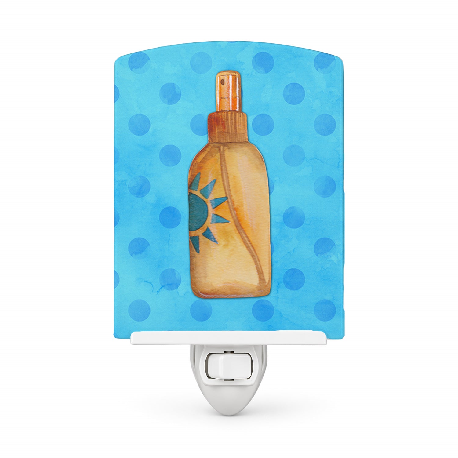 Message in a Bottle Blue Polkadot Ceramic Night Light Compact, UL-Certified, Ideal for Bedroom, Bathroom, Nursery, Hallway, Kitchen, 6x4x3, Multicolor